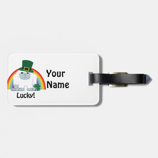 Lucky Yeti Leprechaun Luggage Tag (Back Horizontal)