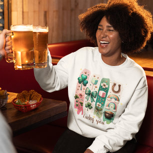 Lucky You Personalised Green and Pink Women’s Sweatshirt