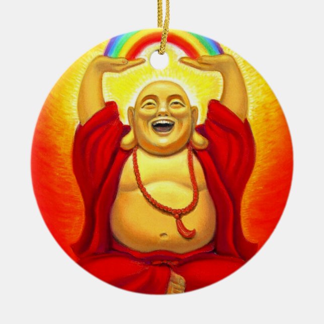Lucky Zen Laughing Buddha Ornament (Front)