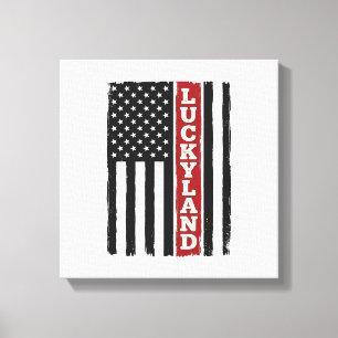Luckyland Vertical Patriotic Flag Vintage Canvas Print