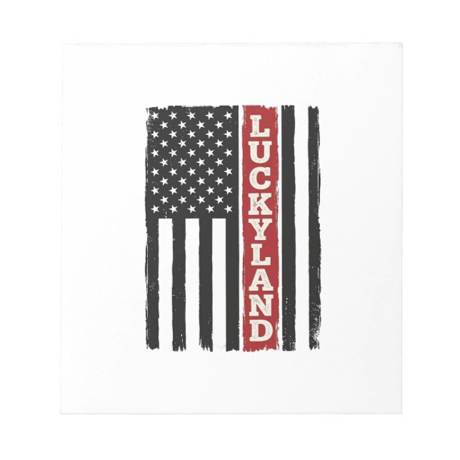 Luckyland Vertical Patriotic Flag Vintage Notepad (Front)
