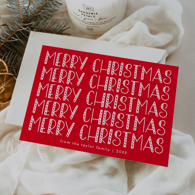 LUCY Bright Red Cute Fun Family Merry Christmas Holiday Card (LUCY Bright Red Cute Fun Family Merry Christmas Holiday Card)