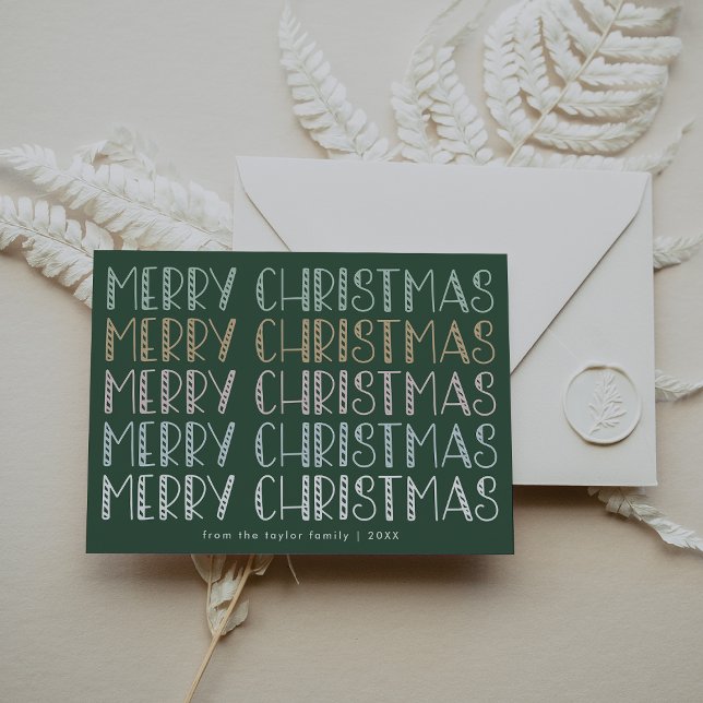 LUCY Dark Green Cute Fun Family Merry Christmas Holiday Card (LUCY Dark Green Cute Fun Family Merry Christmas Holiday Card)