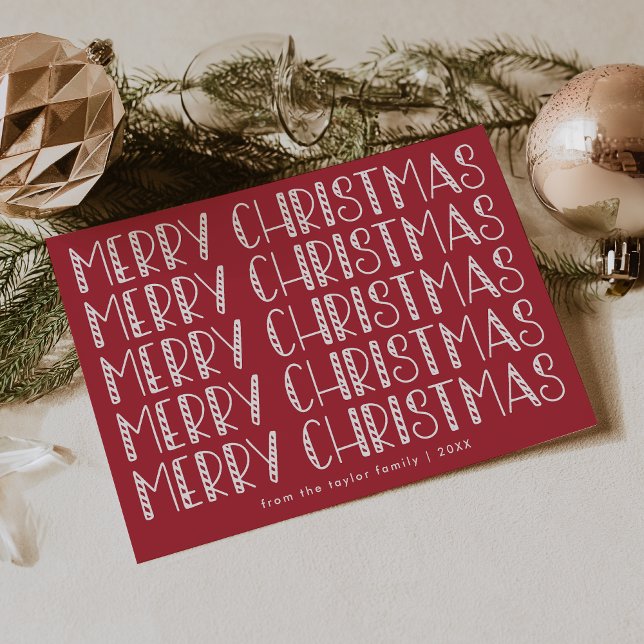 LUCY Dark Red Cute Fun Family Merry Christmas Holiday Card (LUCY Dark Red Cute Fun Family Merry Christmas Holiday Card)