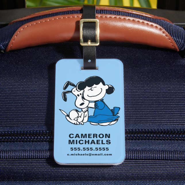 Lucy Hugging Snoopy Luggage Tag (Front Insitu 2)