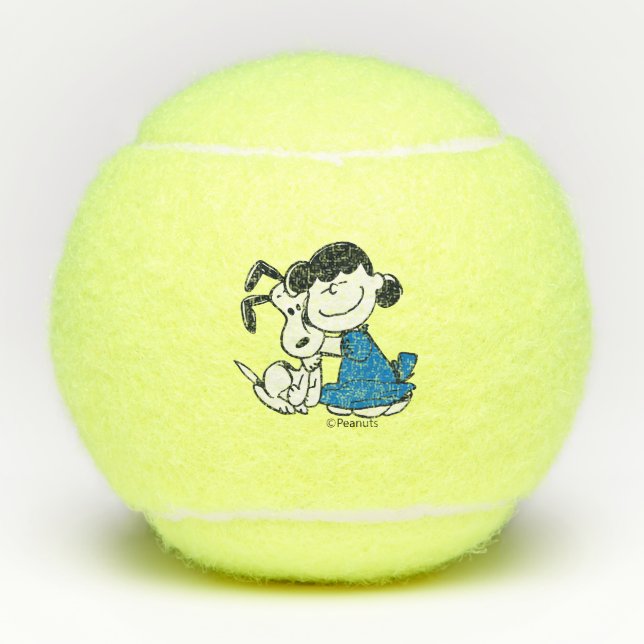 Lucy Hugging Snoopy Tennis Balls (Front)