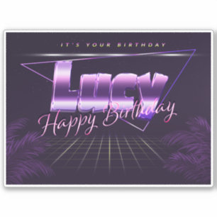 Lucy Name Vorname lila retro Sticker Geburtstag