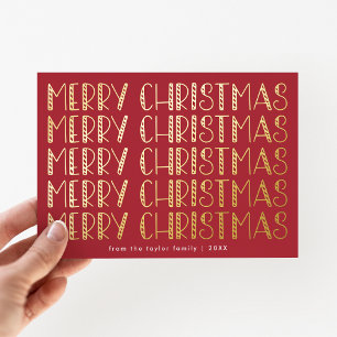 LUCY Red Gold Foil Fun Family Merry Christmas