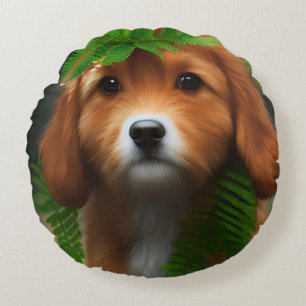 Lucy The Labrador Puppy, Round Cushion