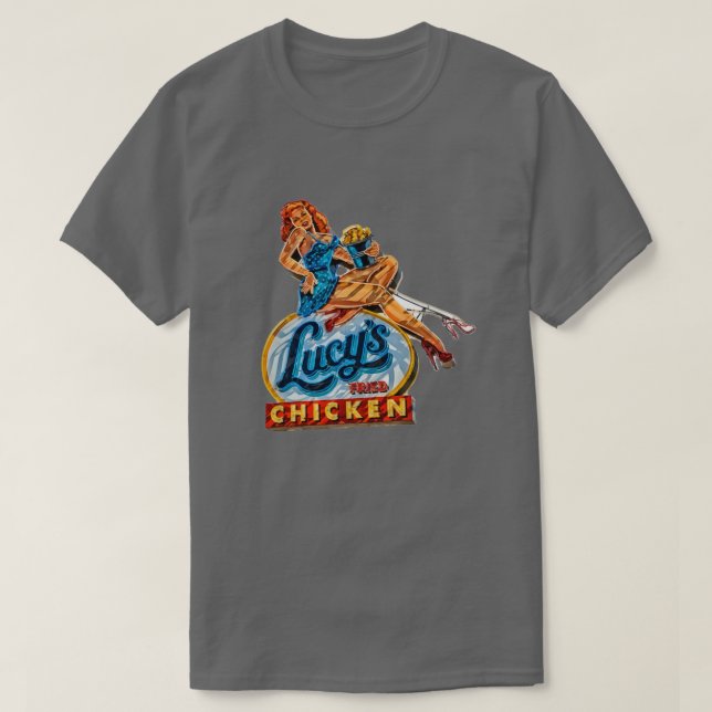 Lucyx27s Fried Chicken Neon sign T-Shirt (Design Front)