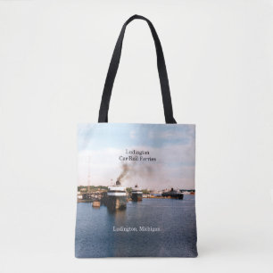 Ludington Car/Rail Ferries all over tote bag