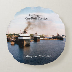 Ludington Car/Rail Ferries round pillow