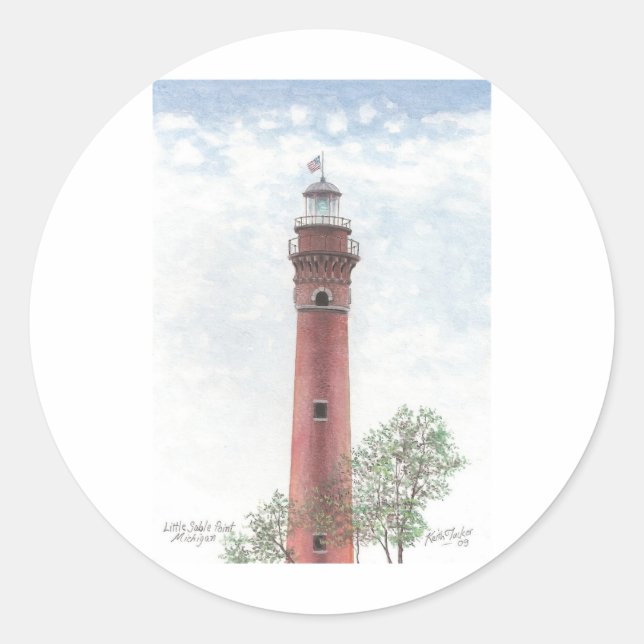 Ludington Lighthouse Classic Round Sticker (Front)