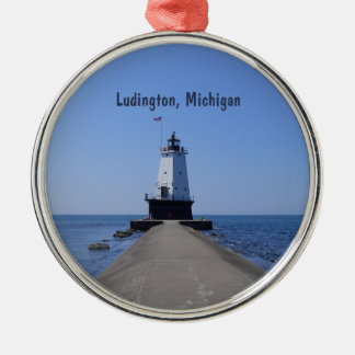 Ludington Lighthouse Metal Tree Decoration