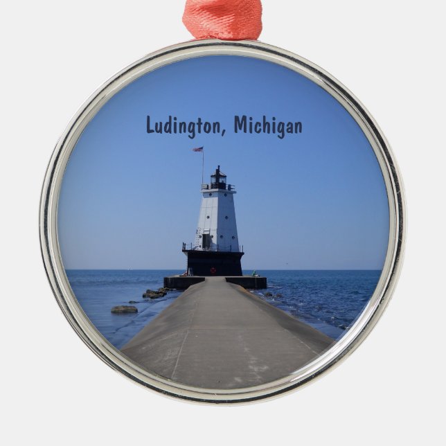 Ludington Lighthouse Metal Tree Decoration (Front)