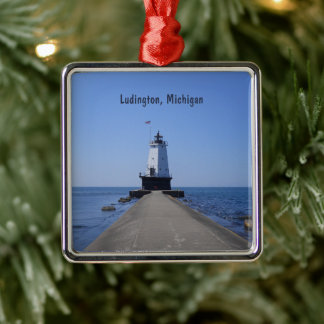 Ludington Lighthouse Metal Tree Decoration