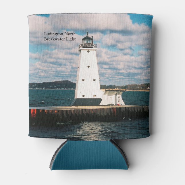 Ludington North Breakwater Light can cooler (Front)