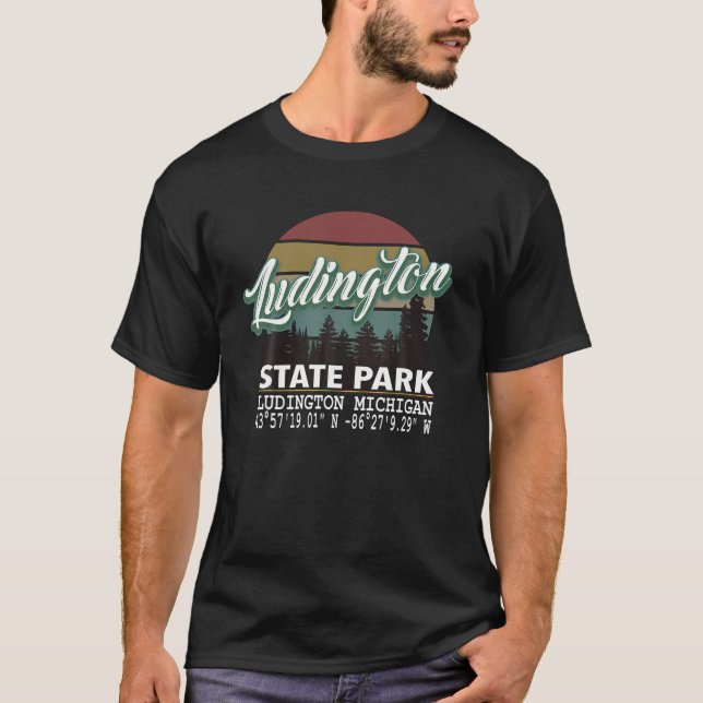 Ludington State Park Michigan GPS location Shirt (Front)