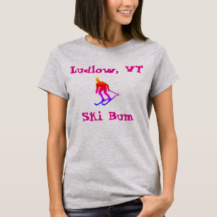 Ludlow, VT, Rainbow Ski Bum (Vermont Skiing) T-Shirt