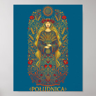 Ludnica Slavic Sun Goddess Pagan Folk Witch Art  Poster