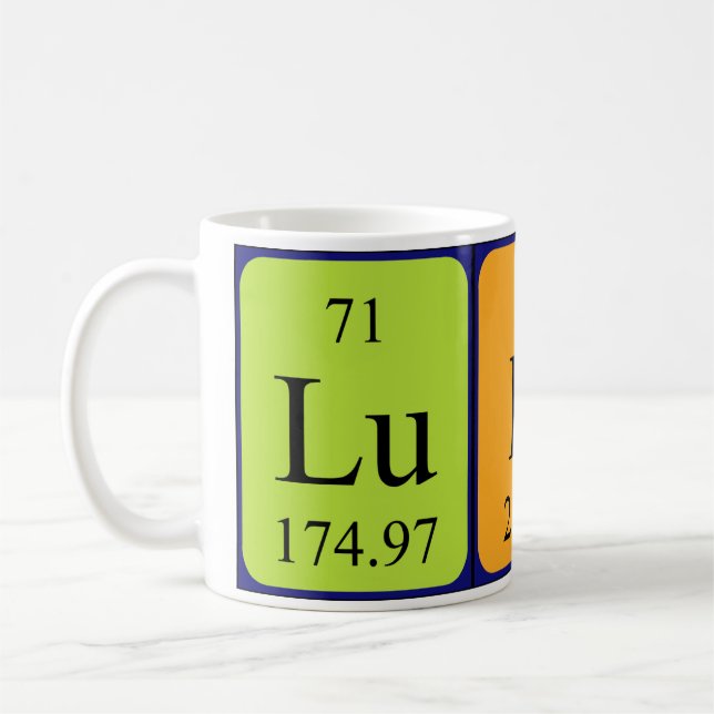 Ludo periodic table name mug (Left)