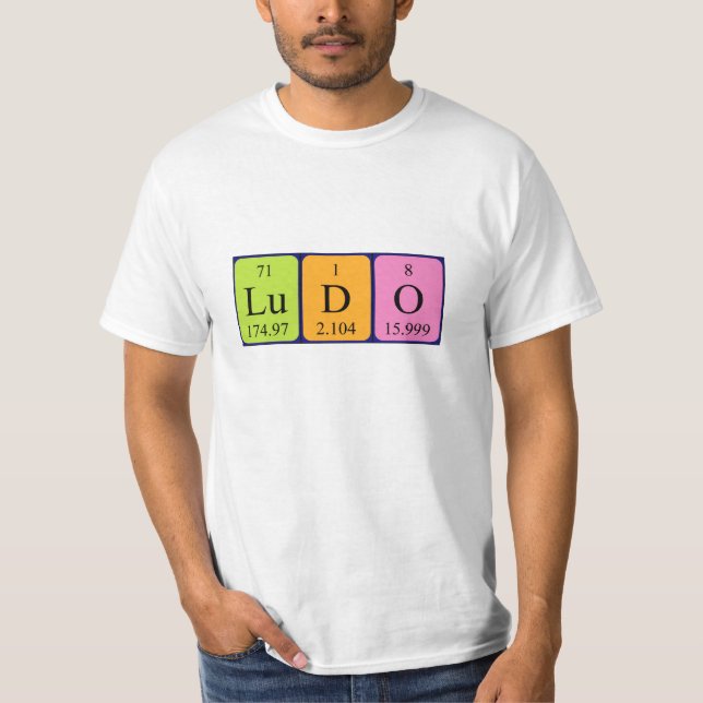 Ludo periodic table name shirt (Front)
