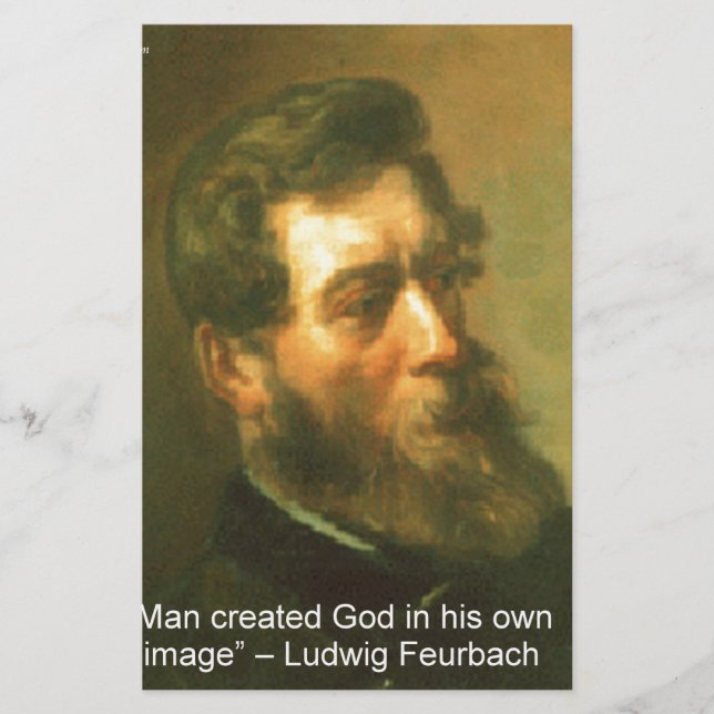 Ludwig Feurbach & Man Created God Quote Stationery (Front)