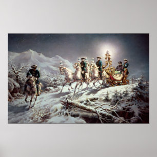Ludwig II  of Bavaria Sleighing at Night Poster