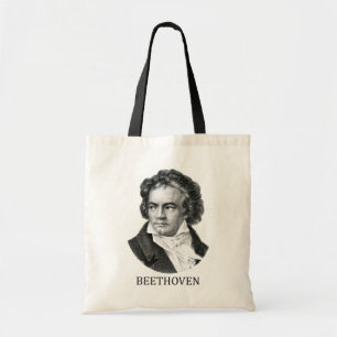 Ludwig van Beethoven, black Tote Bag