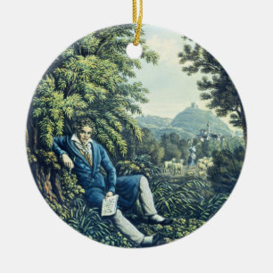 Ludwig van Beethoven by a River (coloured engravin Ceramic Tree Decoration