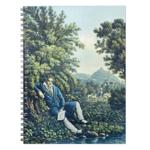 Ludwig van Beethoven by a River (coloured engravin Spiral Notebook