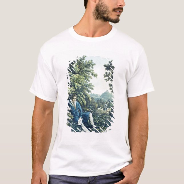 Ludwig van Beethoven by a River (coloured engravin T-Shirt (Front)