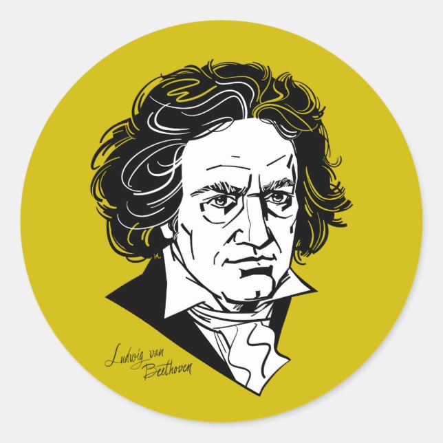 Ludwig van Beethoven Classic Round Sticker (Front)