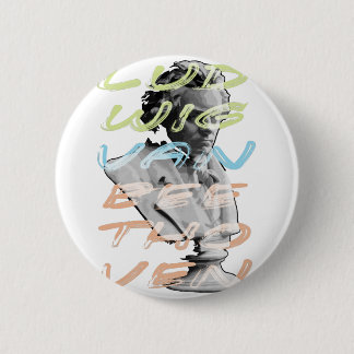 Ludwig van Beethoven in neon typography design 6 Cm Round Badge
