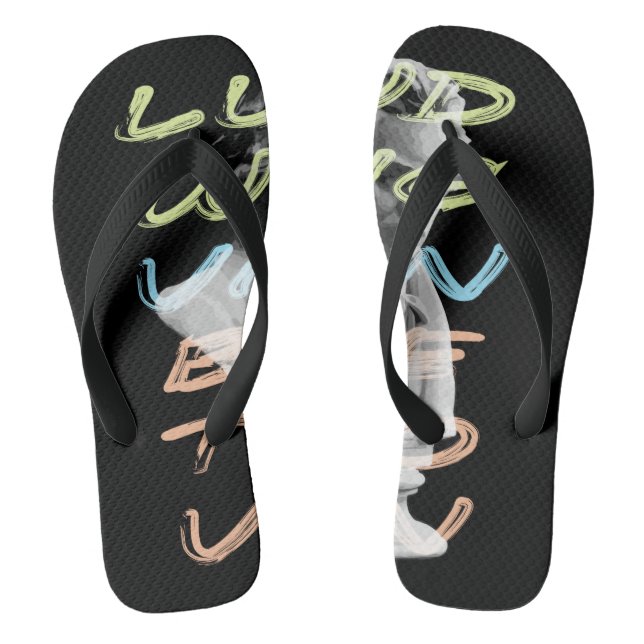 Ludwig van Beethoven in neon typography design Jandals (Footbed)