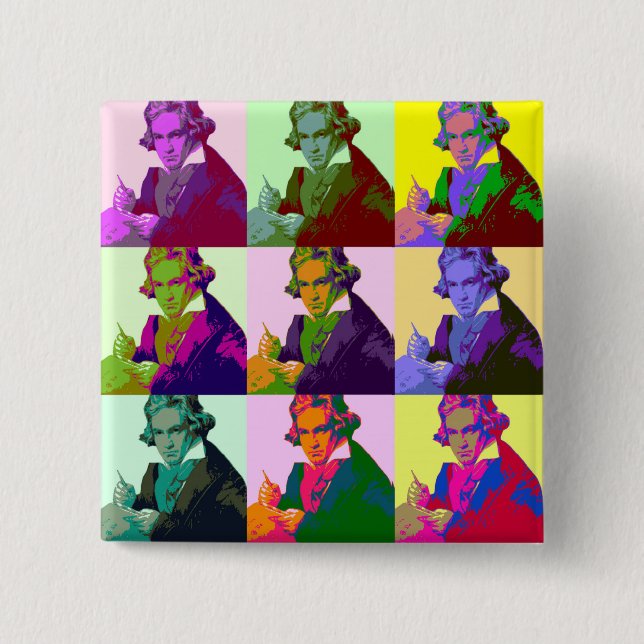 Ludwig Van Beethoven Pop Art 15 Cm Square Badge (Front)