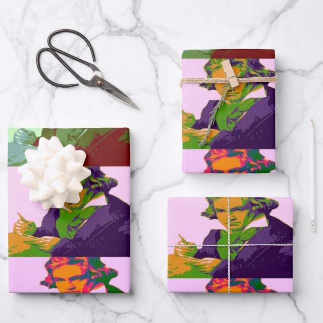 Ludwig Van Beethoven Pop Art Wrapping Paper Sheets (Front)