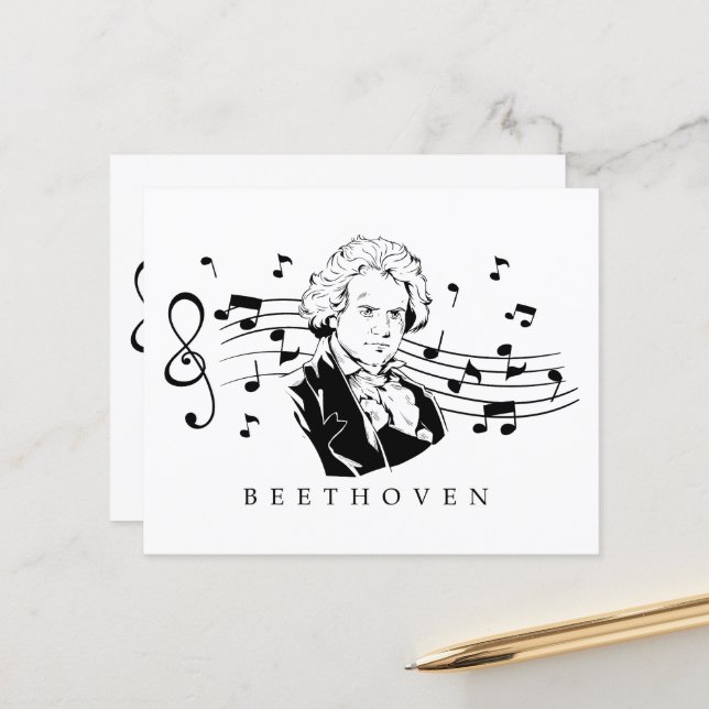 Ludwig van Beethoven Portrait and Bust With Notes  (Front/Back In Situ)