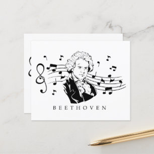 Ludwig van Beethoven Portrait and Bust With Notes 