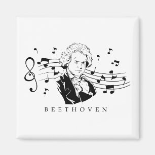 Ludwig van Beethoven Portrait and Bust With Notes Magnet