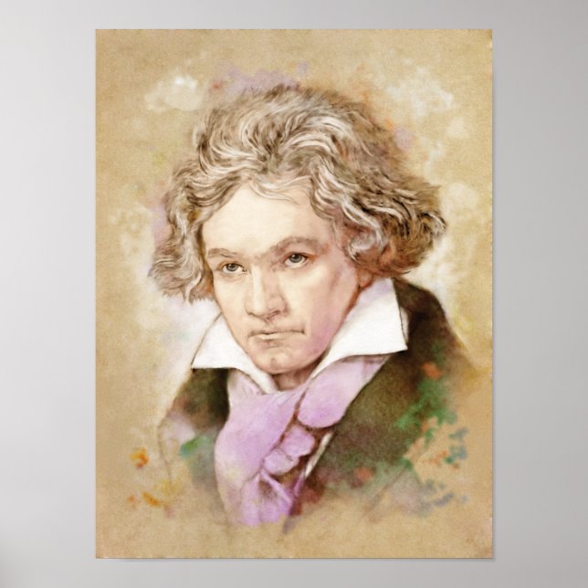 Ludwig van Beethoven Portrait im Aquarell Style Poster (Front)