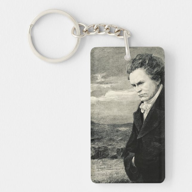 Ludwig Van Beethoven Vintage Portrait Key Ring (Front)
