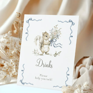 lue Squirrel Baby Shower Drinks Sign Boy Woodland