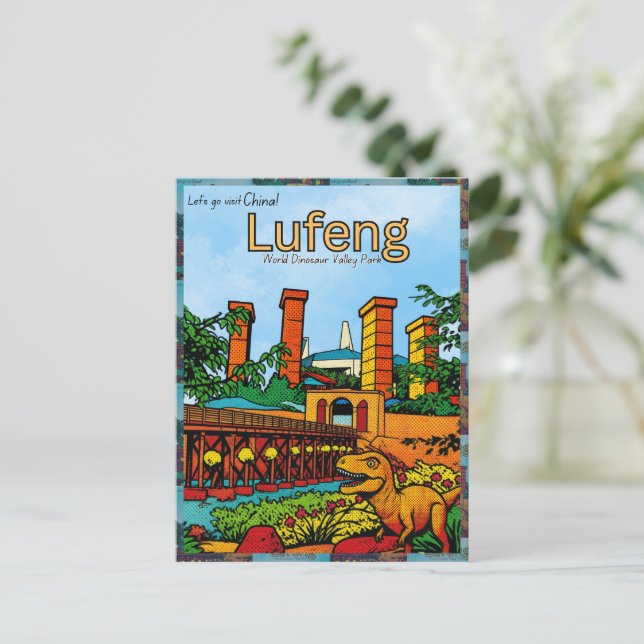 Lufeng China Dinosaur Valley travel  Postcard (Standing Front)