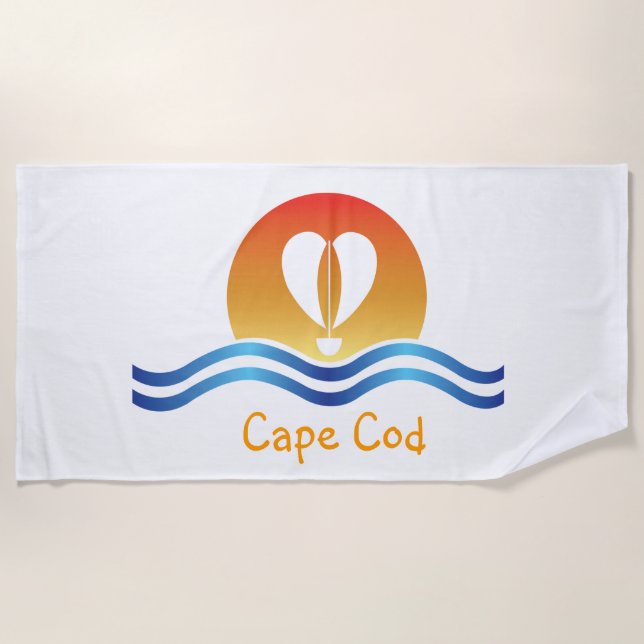Luffers Sunset_Heart-Shaped Sail_Cape Cod Beach Towel (Front)
