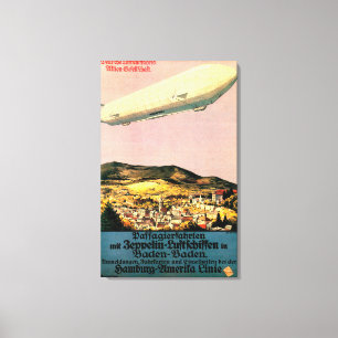 Luftschiff Zeppelin Airship over Town Poster Canvas Print