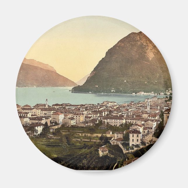Lugano, general view, Tessin, Switzerland vintage Magnet (Front)