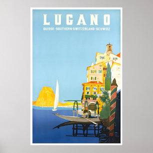 Lugano Switzerland Art Print Swiss Travel Poster