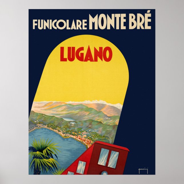 Lugano, Switzerland, landscape view under arch Poster (Front)