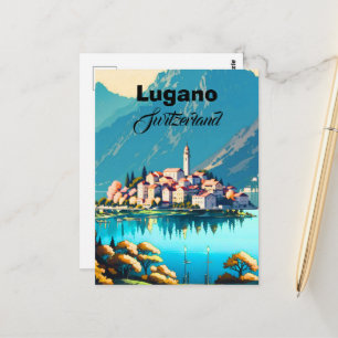 Lugano Switzerland Postcard Art, Lugano Switzerlan